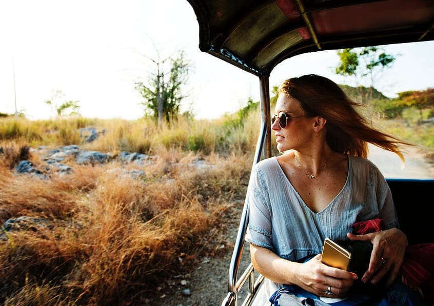 woman enjoying safari